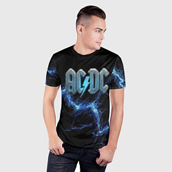 Футболка спортивная мужская ACDC логотип ледяной с молнией, цвет: 3D-принт — фото 2