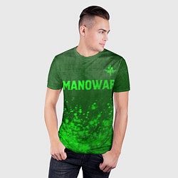 Футболка спортивная мужская Manowar - green gradient посередине, цвет: 3D-принт — фото 2