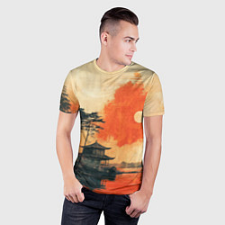 Футболка спортивная мужская Рыбацкий дом на закате, цвет: 3D-принт — фото 2