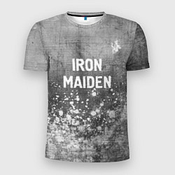 Футболка спортивная мужская Iron Maiden - grey gradient посередине, цвет: 3D-принт