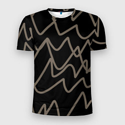 Футболка спортивная мужская Кривые рукописные линии чёрно-коричневый, цвет: 3D-принт