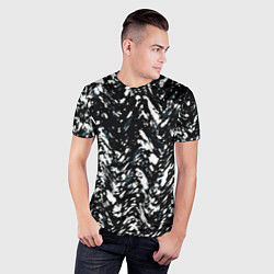 Футболка спортивная мужская Искажённый пёстрый чёрно-белый, цвет: 3D-принт — фото 2