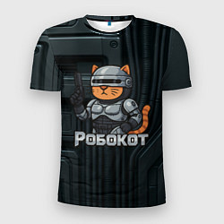 Футболка спортивная мужская Робокот - робот полицейский, цвет: 3D-принт