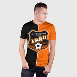 Футболка спортивная мужская ФК Урал - оранжево черные, цвет: 3D-принт — фото 2