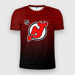 Мужская спорт-футболка Нью Джерси Девилз - красный градиент