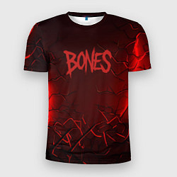 Мужская спорт-футболка Bones логотип красной краской
