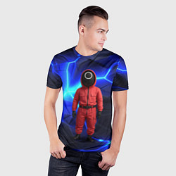 Футболка спортивная мужская Игра в кальмара страж треугольник, цвет: 3D-принт — фото 2