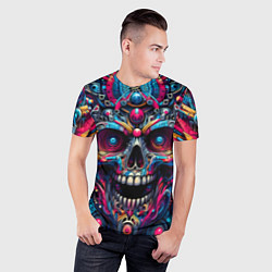 Футболка спортивная мужская Colorful cyber skull - pattern, цвет: 3D-принт — фото 2