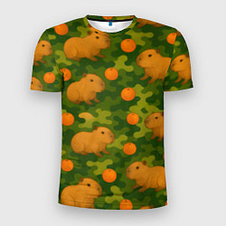Футболка спортивная мужская Камуфляж с капибарами, цвет: 3D-принт