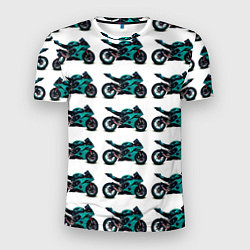 Футболка спортивная мужская Motorbike light blue, цвет: 3D-принт