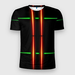 Футболка спортивная мужская Neon green black red line, цвет: 3D-принт