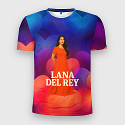 Футболка спортивная мужская Lana Del Rey на фоне сердечек, цвет: 3D-принт
