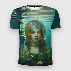 Футболка спортивная мужская Леди Гага под водой в аквариуме, цвет: 3D-принт
