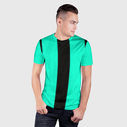 Футболка спортивная мужская Color light blue white line, цвет: 3D-принт — фото 2