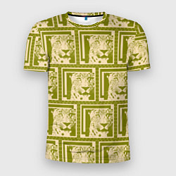 Мужская спорт-футболка Леопард в оливковом