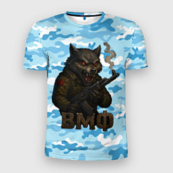 Футболка спортивная мужская Волк с красными глазами ВМФ, цвет: 3D-принт