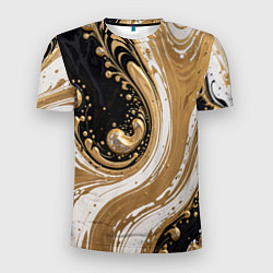 Футболка спортивная мужская Черный агат и жидкое золото, цвет: 3D-принт