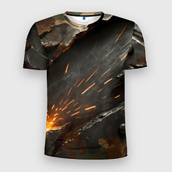Футболка спортивная мужская Искры метала под камуфляжем, цвет: 3D-принт