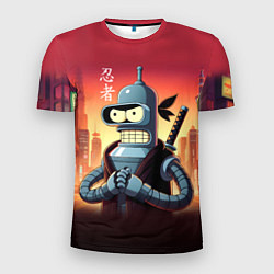 Футболка спортивная мужская Крутой ниндзя Бендер в ночном городе, цвет: 3D-принт