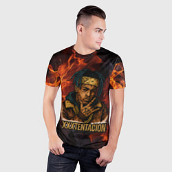 Футболка спортивная мужская XXXTentacion на фоне огня, цвет: 3D-принт — фото 2
