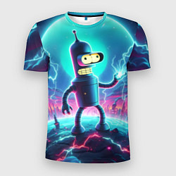Мужская спорт-футболка Робот-сгибальщик Бендер пропускает через себя молн