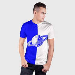 Футболка спортивная мужская Сатурн сине-белый, цвет: 3D-принт — фото 2