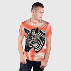 Футболка спортивная мужская Зебра на оранжевых полосах, цвет: 3D-принт — фото 2