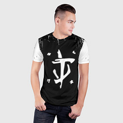 Футболка спортивная мужская Doom краска белая текстура, цвет: 3D-принт — фото 2