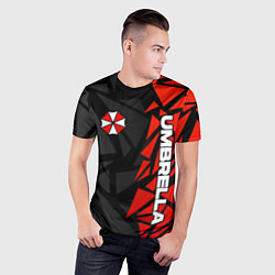 Футболка спортивная мужская Umbrella corp - красные фрагменты, цвет: 3D-принт — фото 2