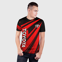 Футболка спортивная мужская Тойота - красные полосы, цвет: 3D-принт — фото 2