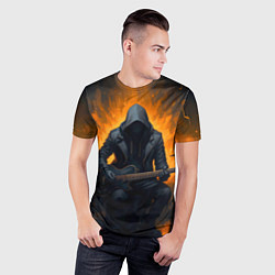 Футболка спортивная мужская Гитарист играющий в пламени, цвет: 3D-принт — фото 2