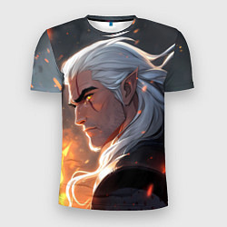 Футболка спортивная мужская Ведьмак в аниме стиле, цвет: 3D-принт
