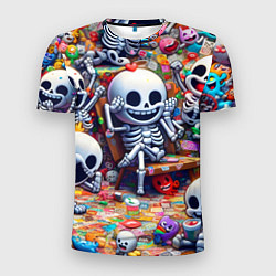 Футболка спортивная мужская Смеющиеся прикольные скелетики - нейроарт, цвет: 3D-принт