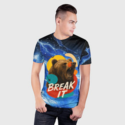 Футболка спортивная мужская Break it злой медведь, цвет: 3D-принт — фото 2