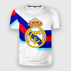 Футболка спортивная мужская Real Madrid текстура полосы, цвет: 3D-принт