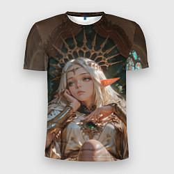 Мужская спорт-футболка Беловолосая королева эльфов на троне