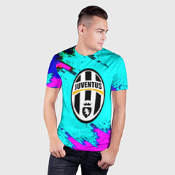 Футболка спортивная мужская Juventus неоновые краски, цвет: 3D-принт — фото 2