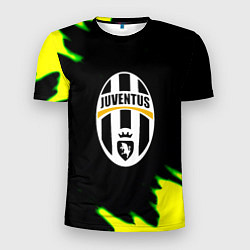 Футболка спортивная мужская Ювентус кислотные краски лого, цвет: 3D-принт