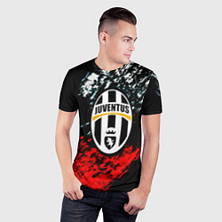 Футболка спортивная мужская Juventus краски штрихи текстура, цвет: 3D-принт — фото 2