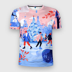 Футболка спортивная мужская Новогодний каток, цвет: 3D-принт