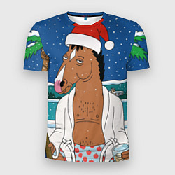 Мужская спорт-футболка Новогодний Конь Боджек