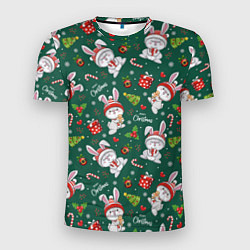 Мужская спорт-футболка Новогодние зайчики