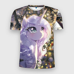 Мужская спорт-футболка Белая лошадка - единорожка