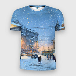 Мужская спорт-футболка Снежный новогодний Питер
