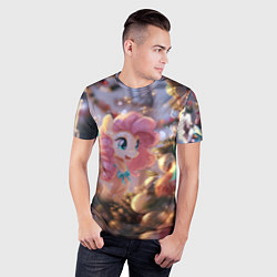 Футболка спортивная мужская Милая новогодняя лошадка с крыльями, цвет: 3D-принт — фото 2