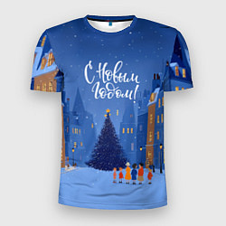 Мужская спорт-футболка С новым год - праздничный дворик