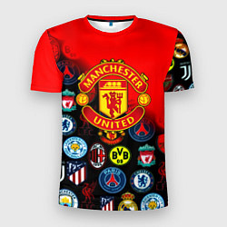 Футболка спортивная мужская Манчестер Юнайтед логотипы команд, цвет: 3D-принт