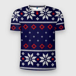 Мужская спорт-футболка Вязаный новогодний узор