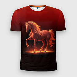 Мужская спорт-футболка Узор с конем огнем