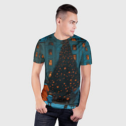 Футболка спортивная мужская Люди встречают новый год во дворе, цвет: 3D-принт — фото 2